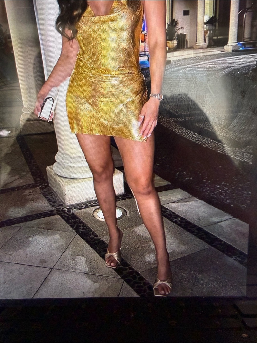 Gold Sequin Mini Dress - Women's Glitter Party Dress